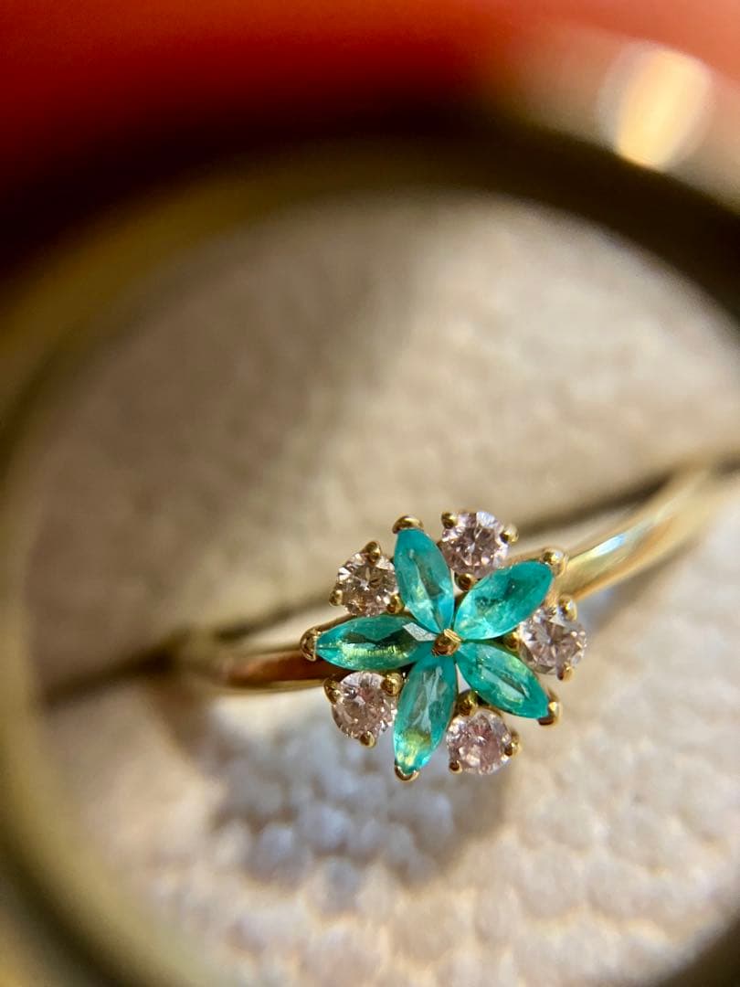 K18ピンクダイヤ＆パライバトルマリンリングです