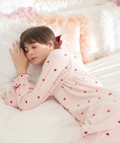 ◎新品未使用タグ付 ナルエーパジャマ スノースムージープチハートペプラム ピンク