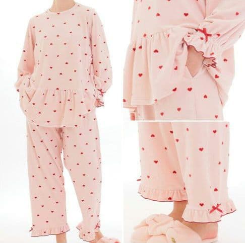 ◎新品未使用タグ付 ナルエーパジャマ スノースムージープチハートペプラム ピンク