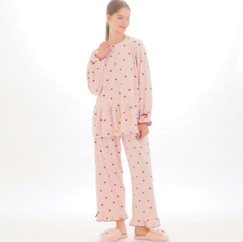 ◎新品未使用タグ付 ナルエーパジャマ スノースムージープチハートペプラム ピンク