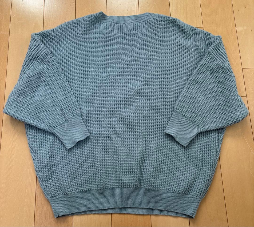 北欧、暮らしの道具店　utilite コットン混のワッフルニット　サックス