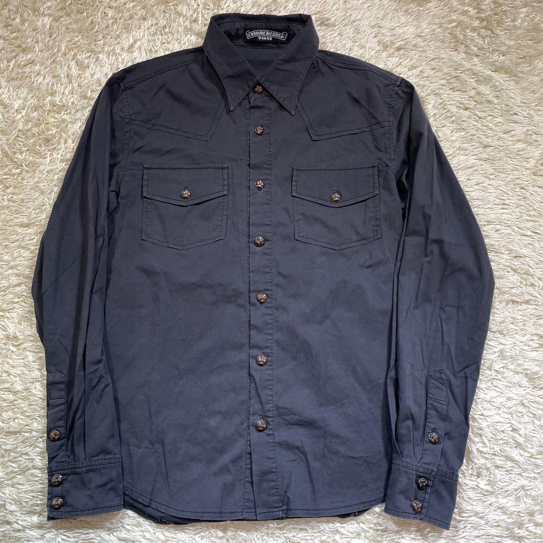 クロムハーツ クロスボタン ウエスタンシャツ USA製 メンズ サイズS