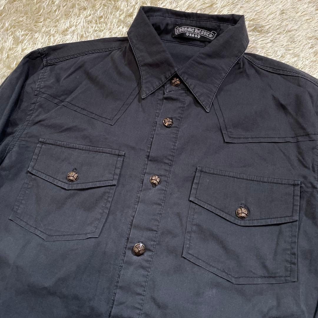 クロムハーツ クロスボタン ウエスタンシャツ USA製 メンズ サイズS