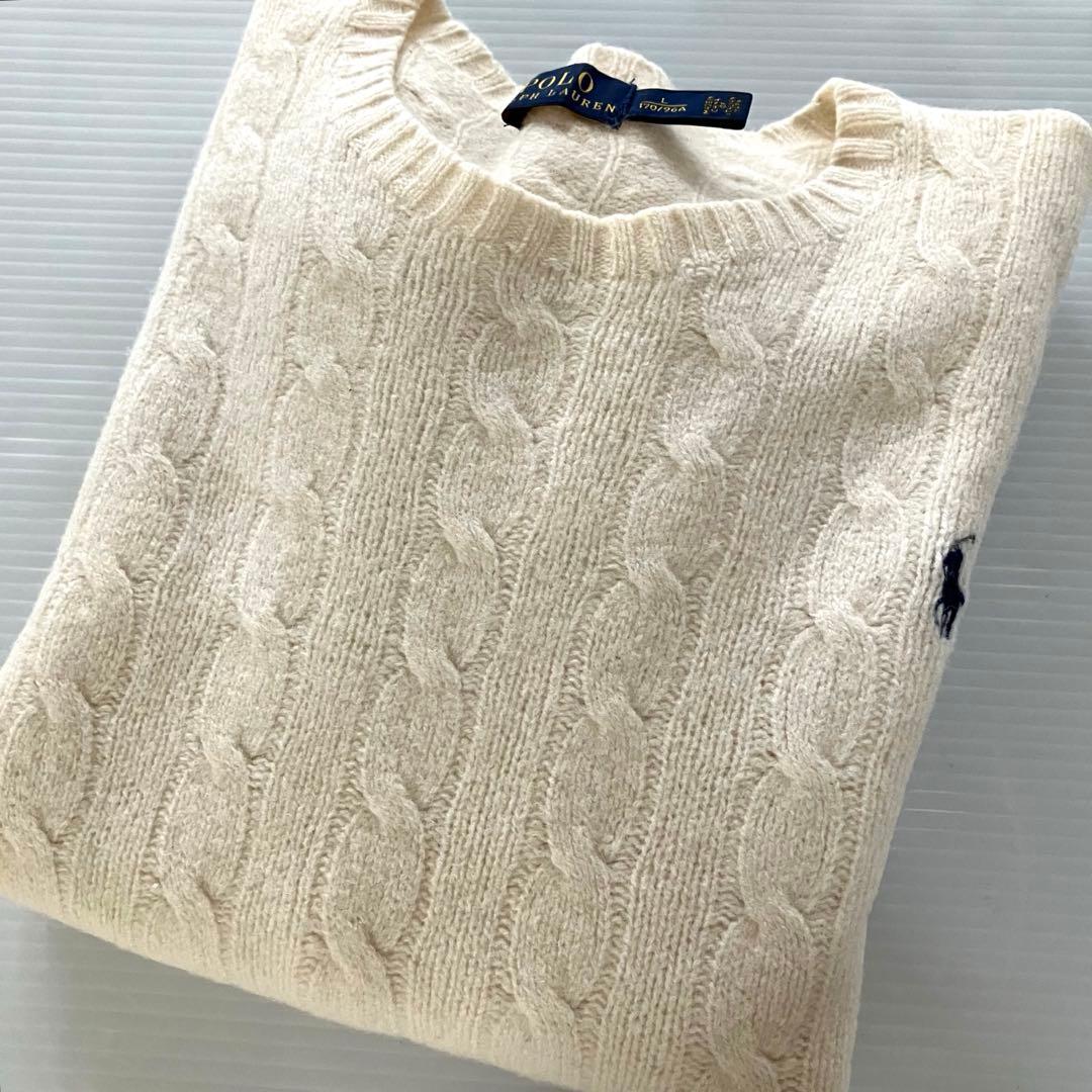 極美品　Polo Ralph Lauren ケーブルニット アイボリー　L