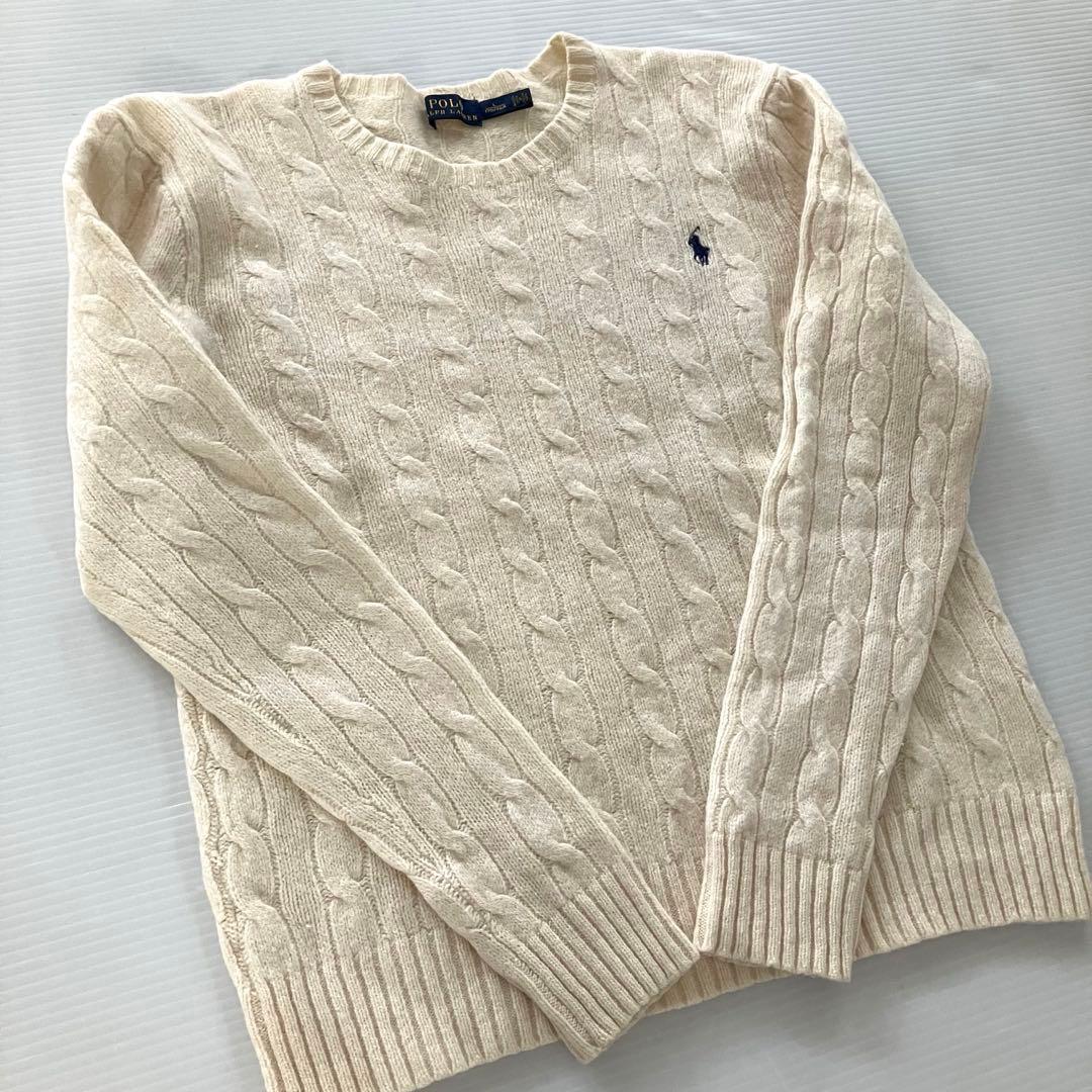 極美品　Polo Ralph Lauren ケーブルニット アイボリー　L