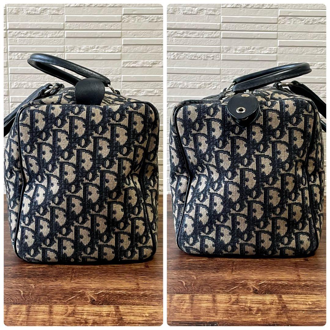 美品 ディオール トロッター キャンバス レザー ボストン ハンド バッグ