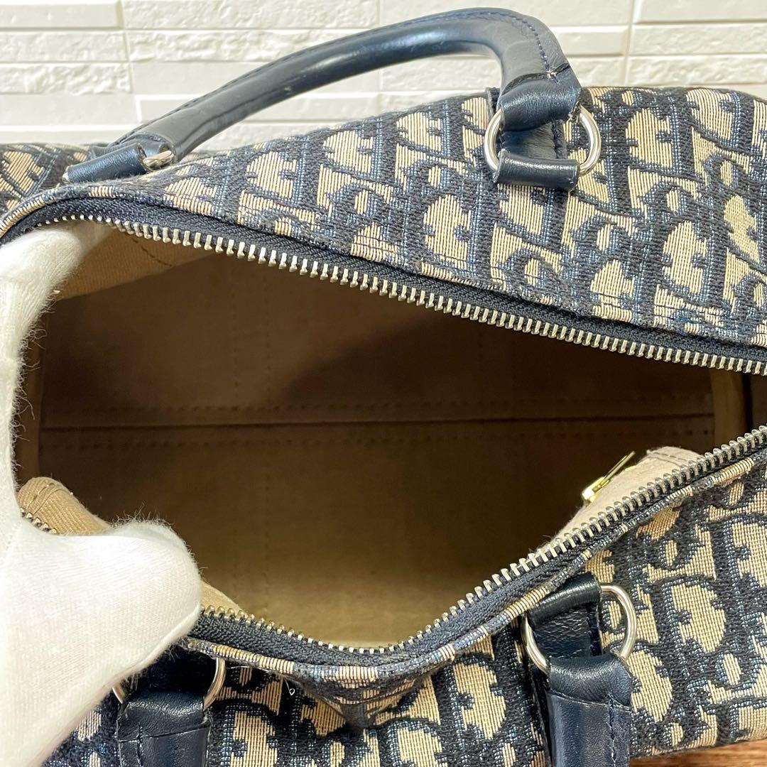 美品 ディオール トロッター キャンバス レザー ボストン ハンド バッグ