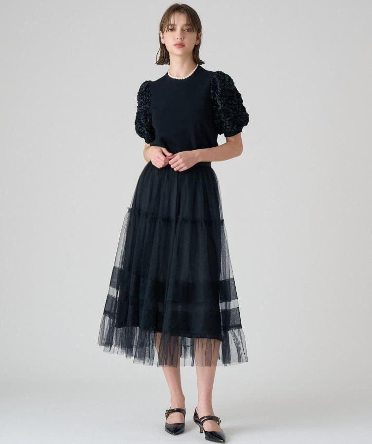 新品同様★’24年★ANAYI/アナイ チュールティアードギャザースカート36