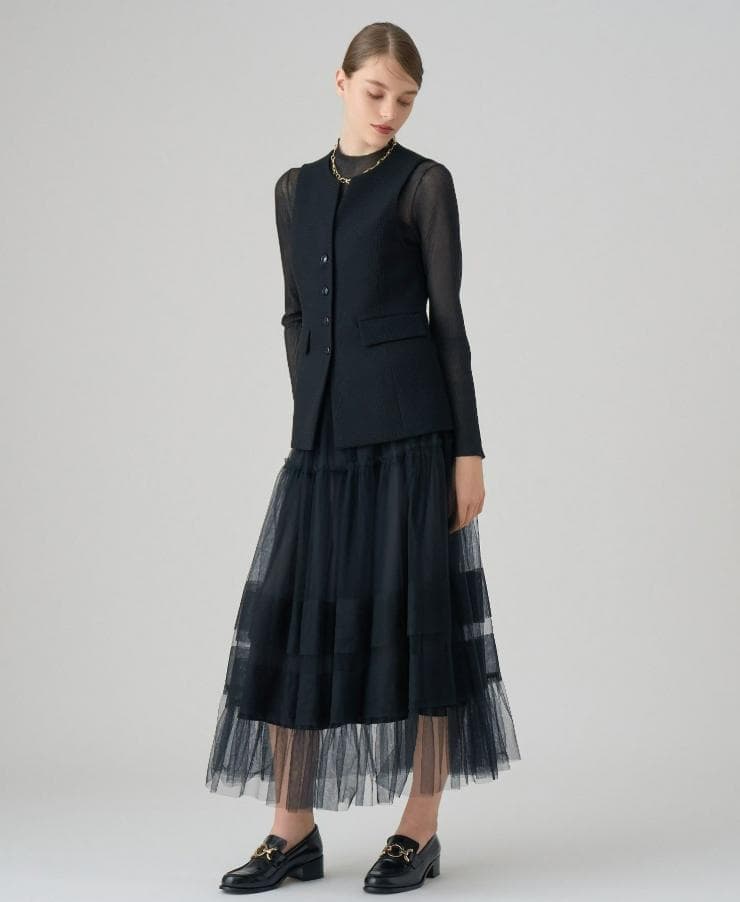 新品同様★’24年★ANAYI/アナイ チュールティアードギャザースカート36