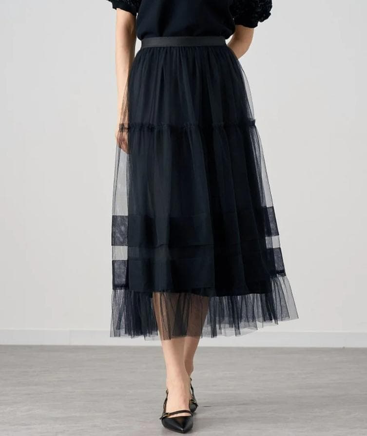 新品同様★’24年★ANAYI/アナイ チュールティアードギャザースカート36