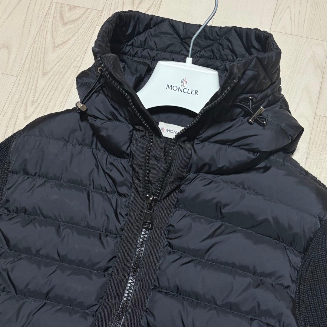 美品/L相当◎ MONCLER ハイブリッド ニット ダウンジャケット ブラック