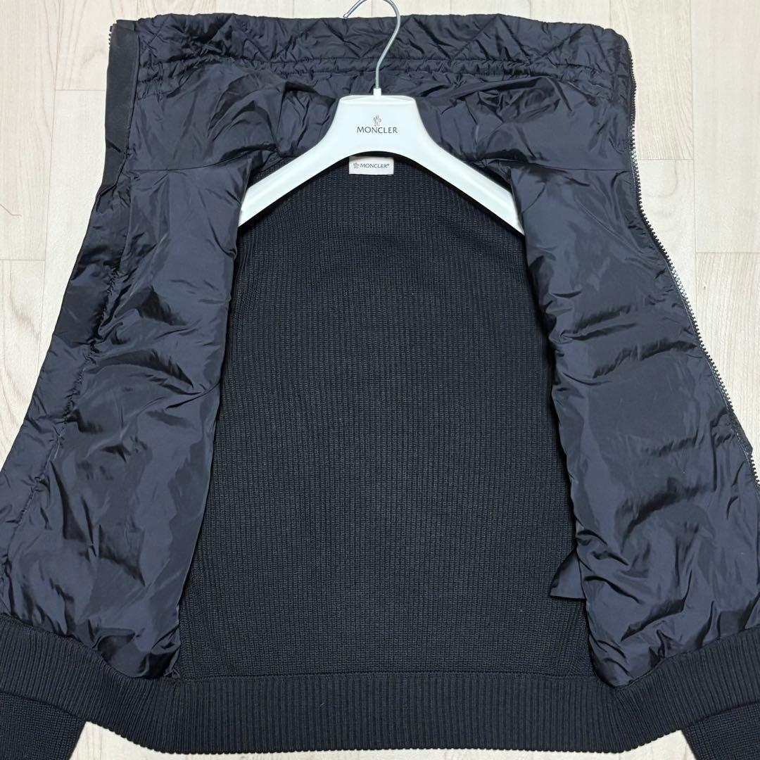 美品/L相当◎ MONCLER ハイブリッド ニット ダウンジャケット ブラック