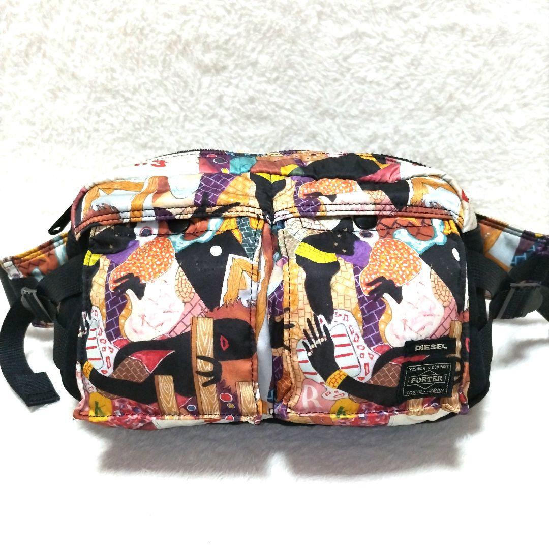 【美品】ポーター×ディーゼル×横尾忠則 コラボ タンカー 総柄 ウエストバッグ