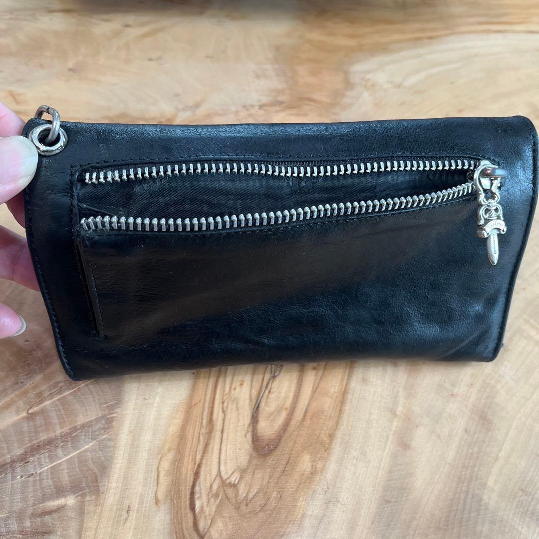 Chrome Hearts Wave Wallet クロスボタン ブラック