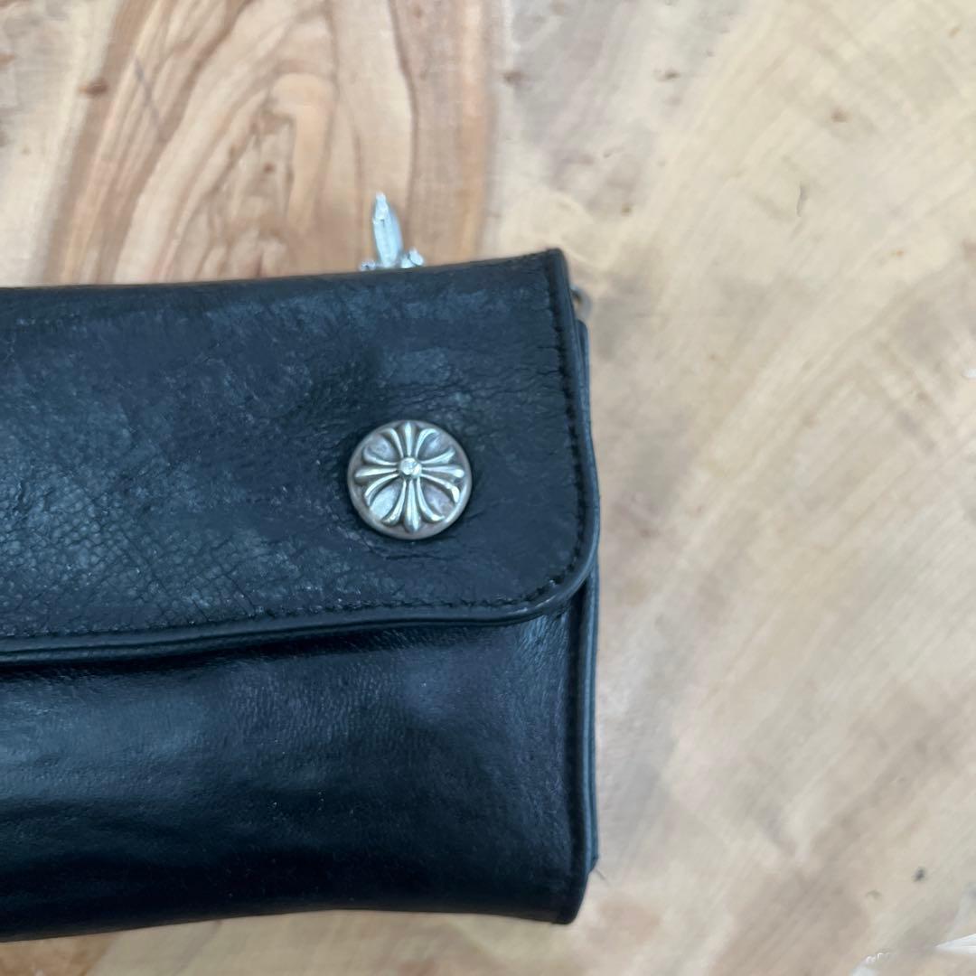 Chrome Hearts Wave Wallet クロスボタン ブラック