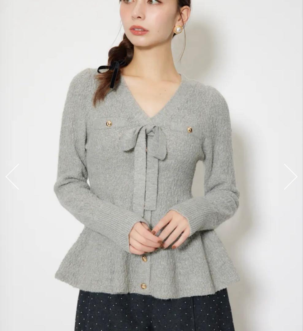 rienda 2WAYペプラムニットカーディガントップス