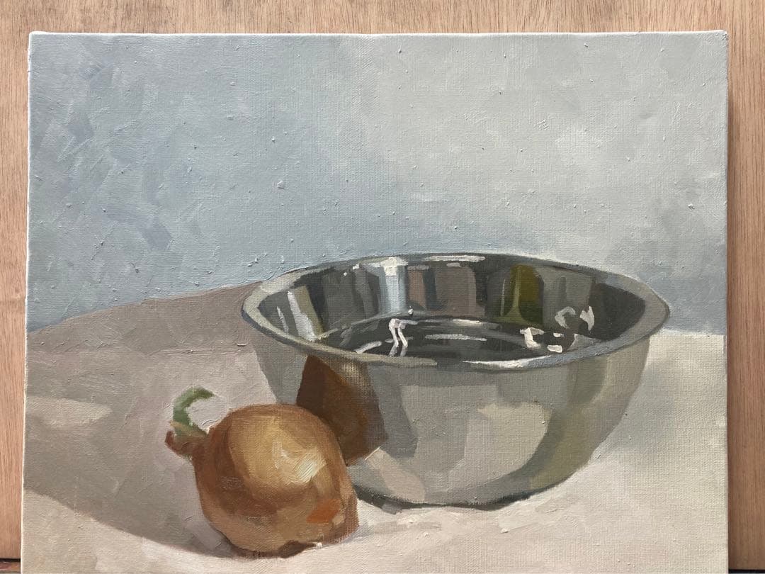 玉ねぎとボウル　油彩 F6 キャンバス　アートART art 絵画