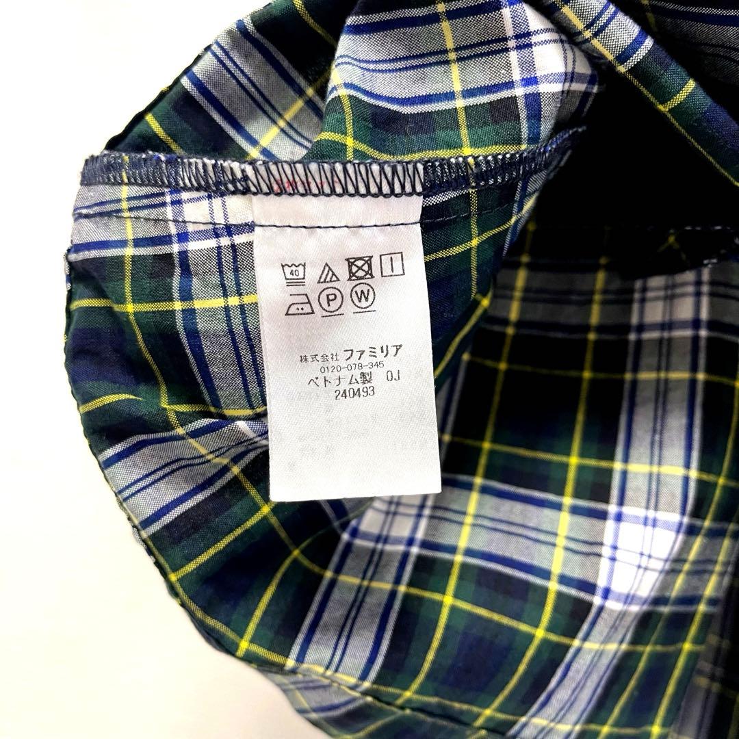 ファミリア 110 ワンピース 紺 ネイビー チェック フォーマル