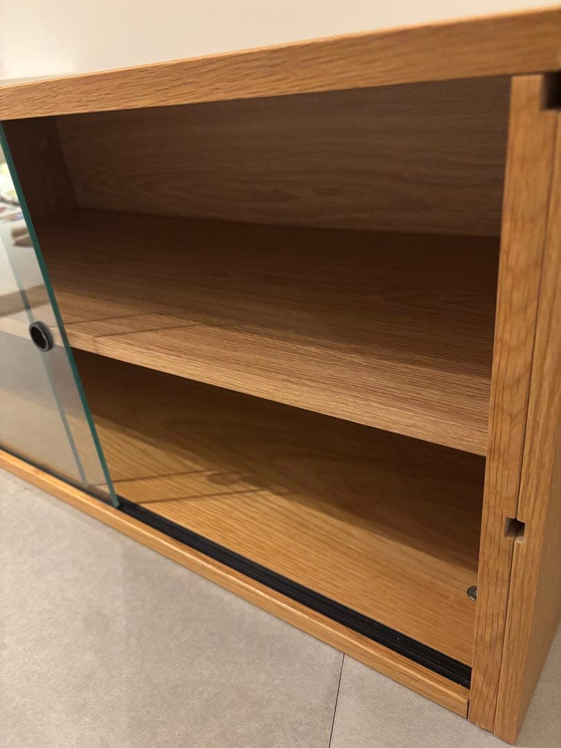 k*i様 無印良品 スチールユニットシェルフ用ボックスガラス引き戸 オーク材