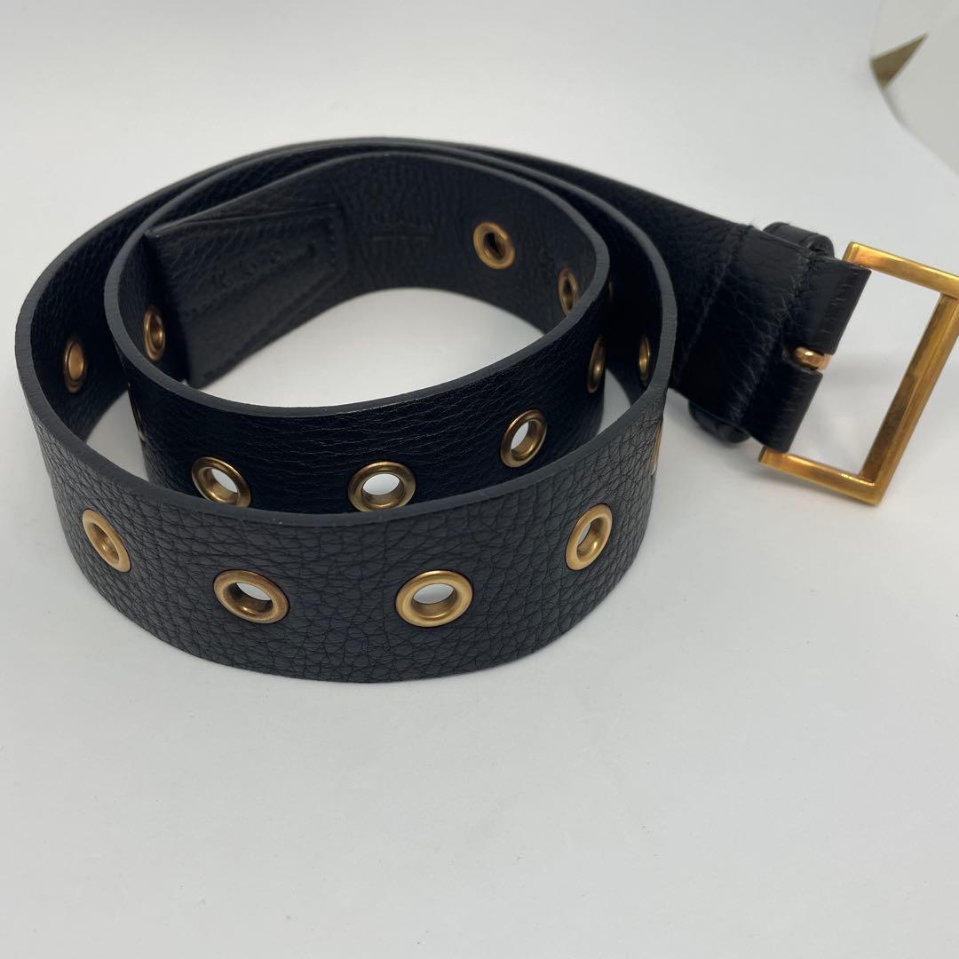 希少✨PRADA プラダ レザーベルト ゴールドバックル 黒 1C 1675