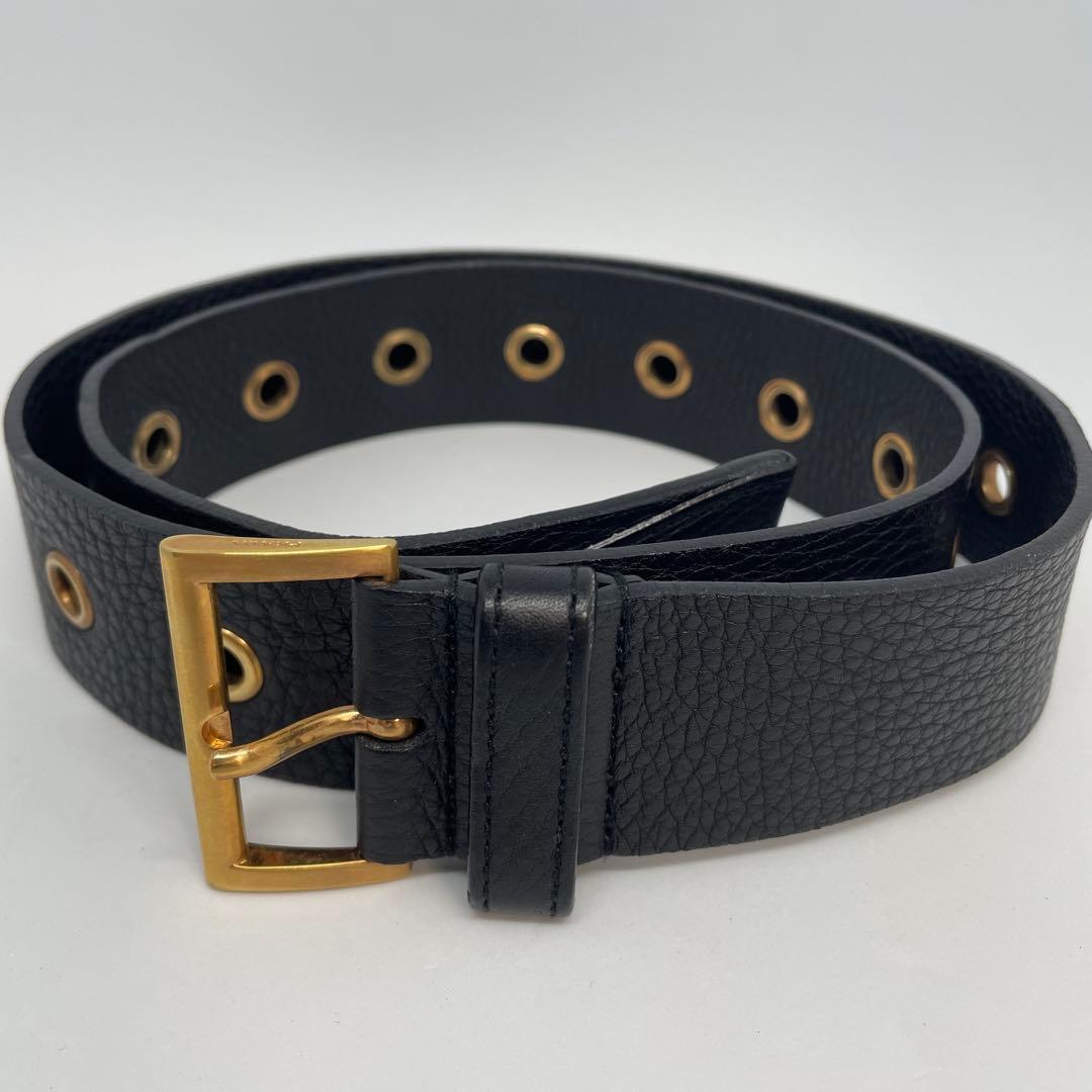希少✨PRADA プラダ レザーベルト ゴールドバックル 黒 1C 1675