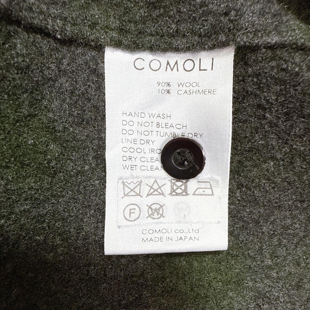 COMOLI ウールカシミヤチェックオープンカラーシャツ GREEN サイズ2