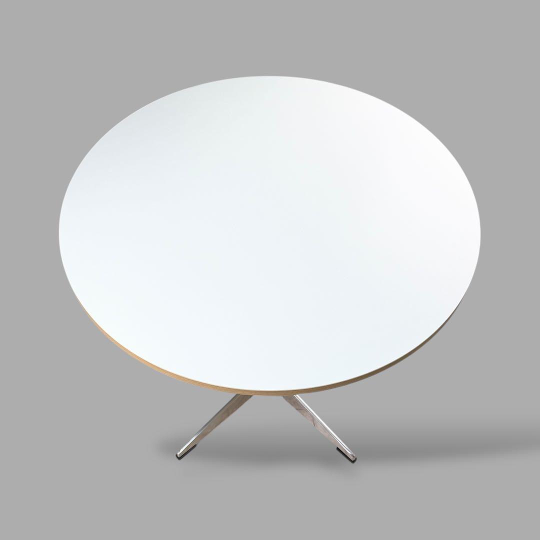 カフェテーブル 丸 ラウンド 円形 スチール アルミ脚 ホワイト 白 ナチュラル