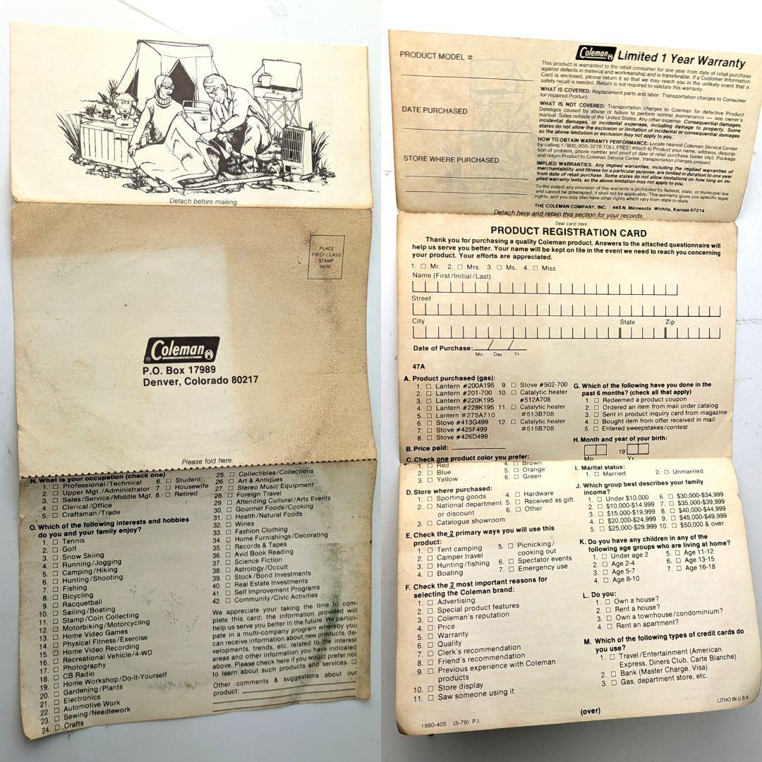 B*B様 これで45年前！の美品★1980年2月製コールマン220K195★箱・