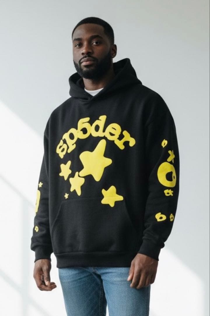 sp5der 星柄プリント フード付きパーカー　新品 Sサイズ