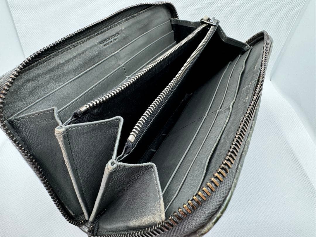 1点物BOTTEGA VENETA クロコダイル長財布 グレー ボッテガ