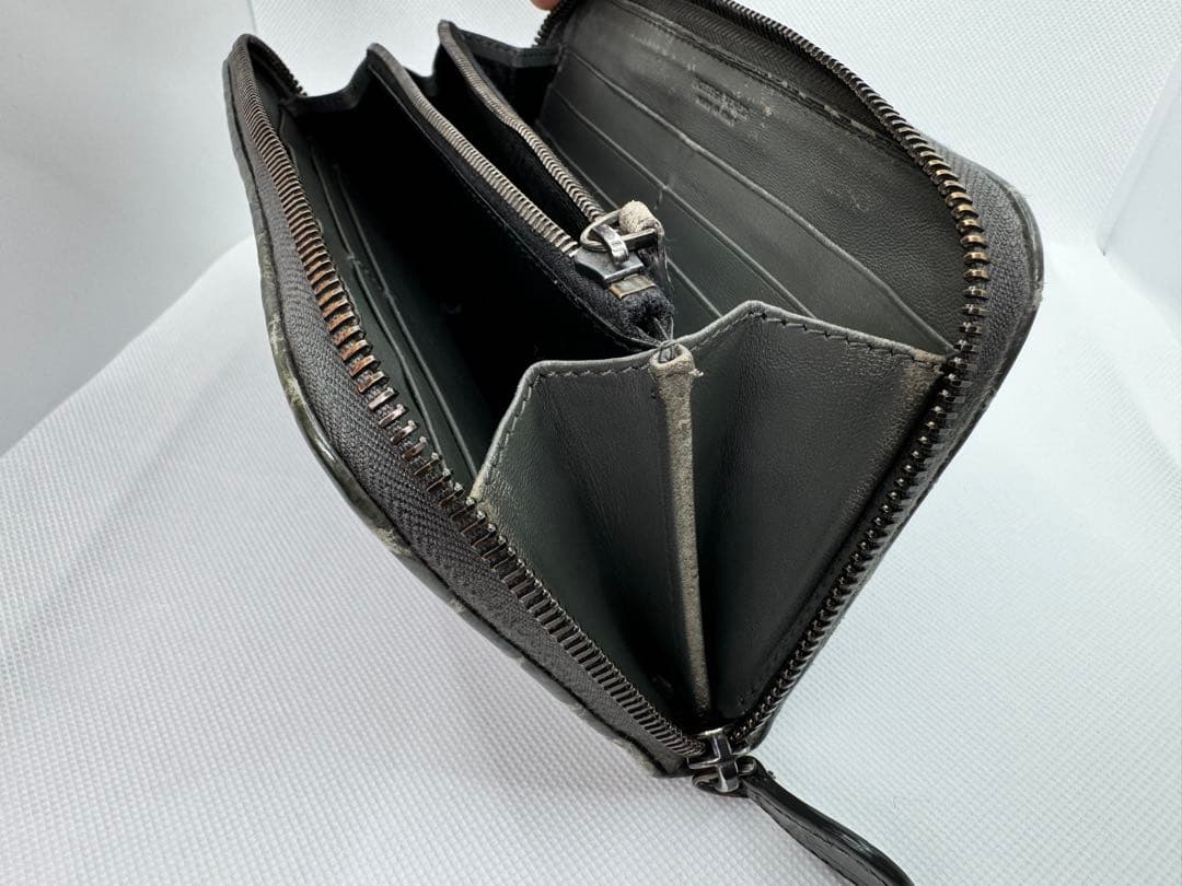 1点物BOTTEGA VENETA クロコダイル長財布 グレー ボッテガ