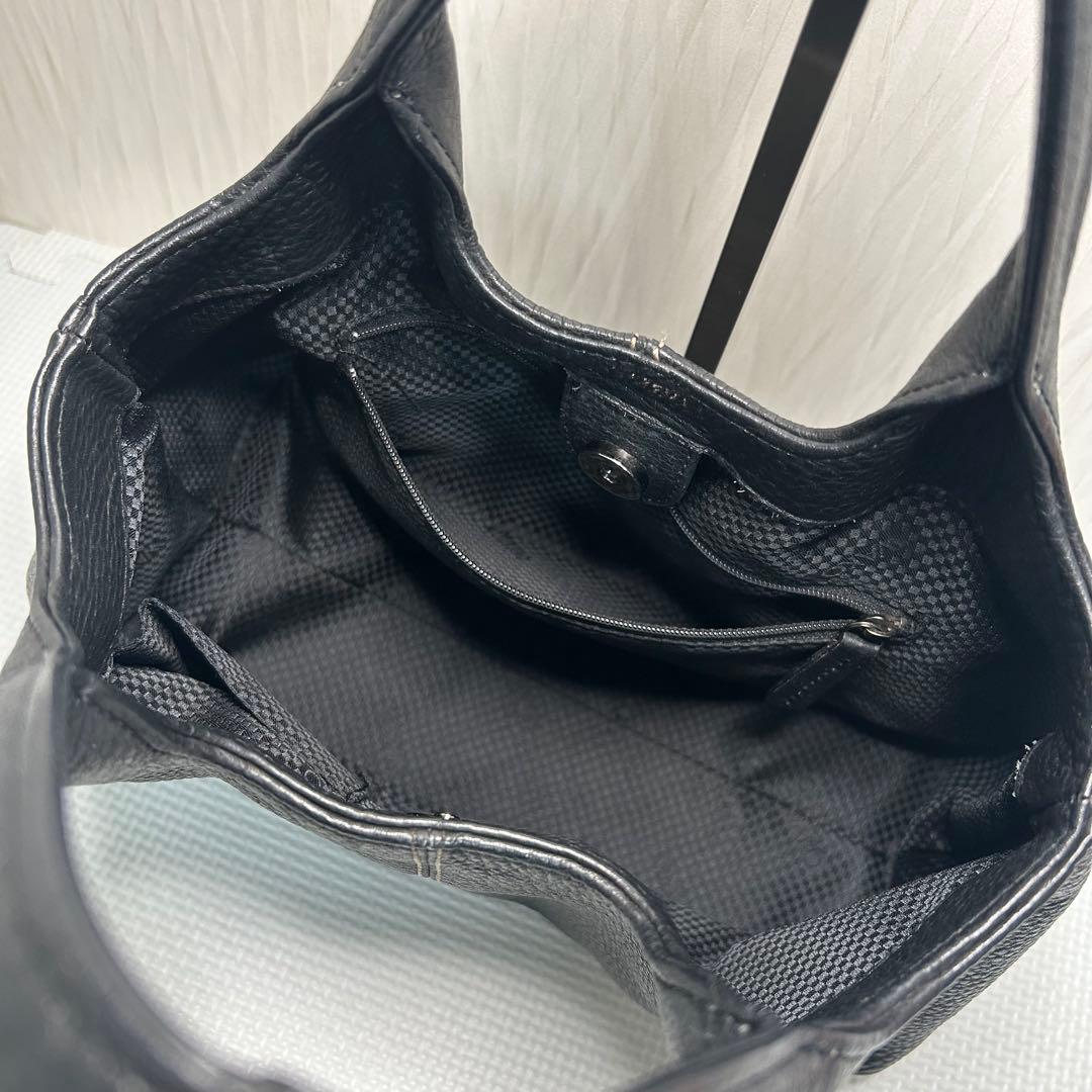 WAKO ワコウ 銀座和光 ブラック 黒 シボ革 レザー　ハンドバッグ