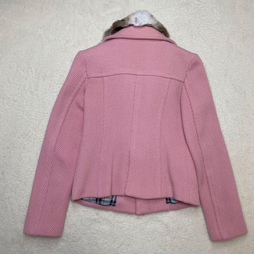 バーバリーブルーレーベル ダッフルコート ピンク ノバチェック ファー y2k
