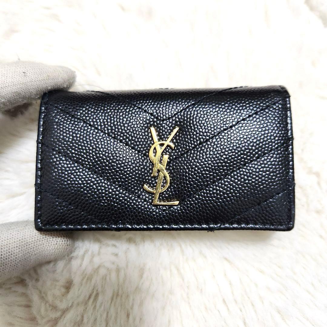 ✨未使用級　付属品完備✨サンローラン　キーケース　4連　カサンドラ　キャビア　黒