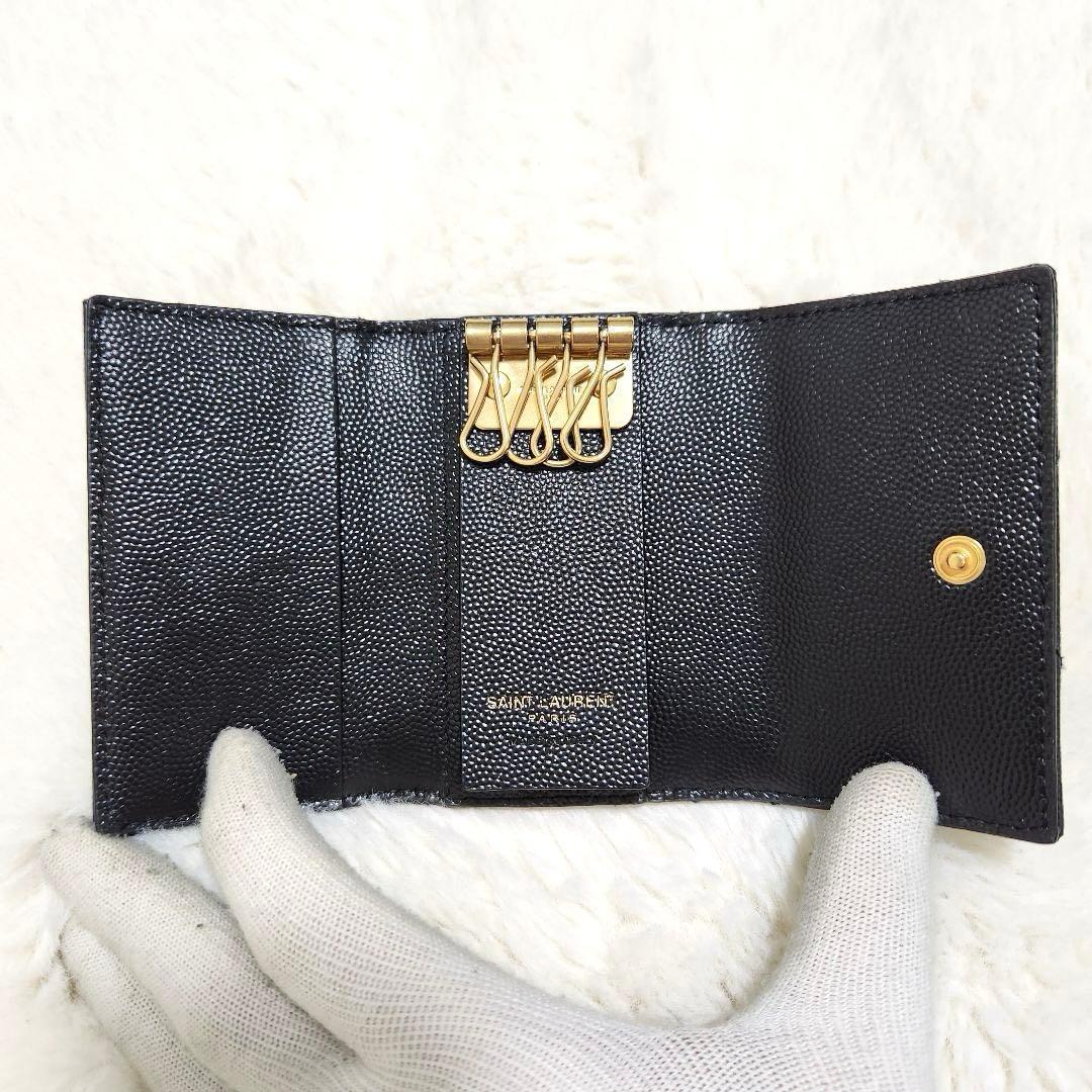 ✨未使用級　付属品完備✨サンローラン　キーケース　4連　カサンドラ　キャビア　黒