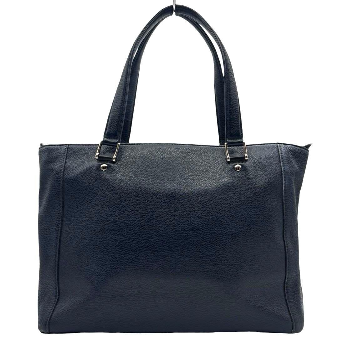 美品◎ フジタカ A4可 肩かけ可 トートバッグ ビジネス可 シボ革 ネイビー