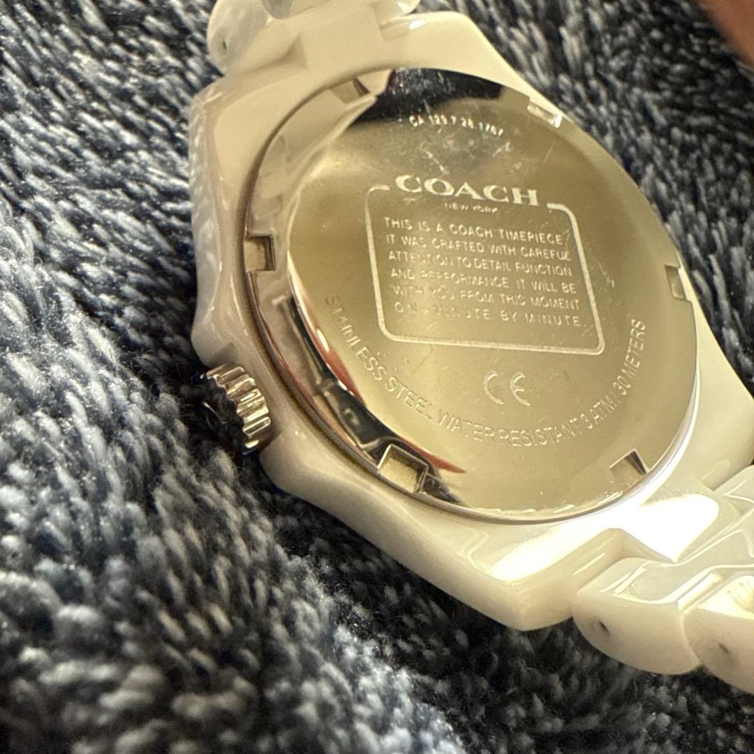 COACH コーチ プレストン ホワイトセラミック 腕時計 スワロフスキー
