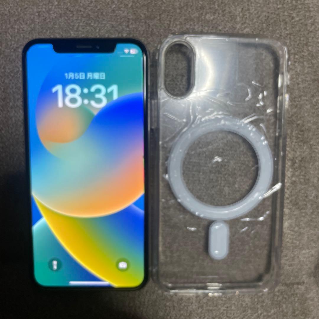 Apple iPhone X シルバー 本体 透明ケース付き