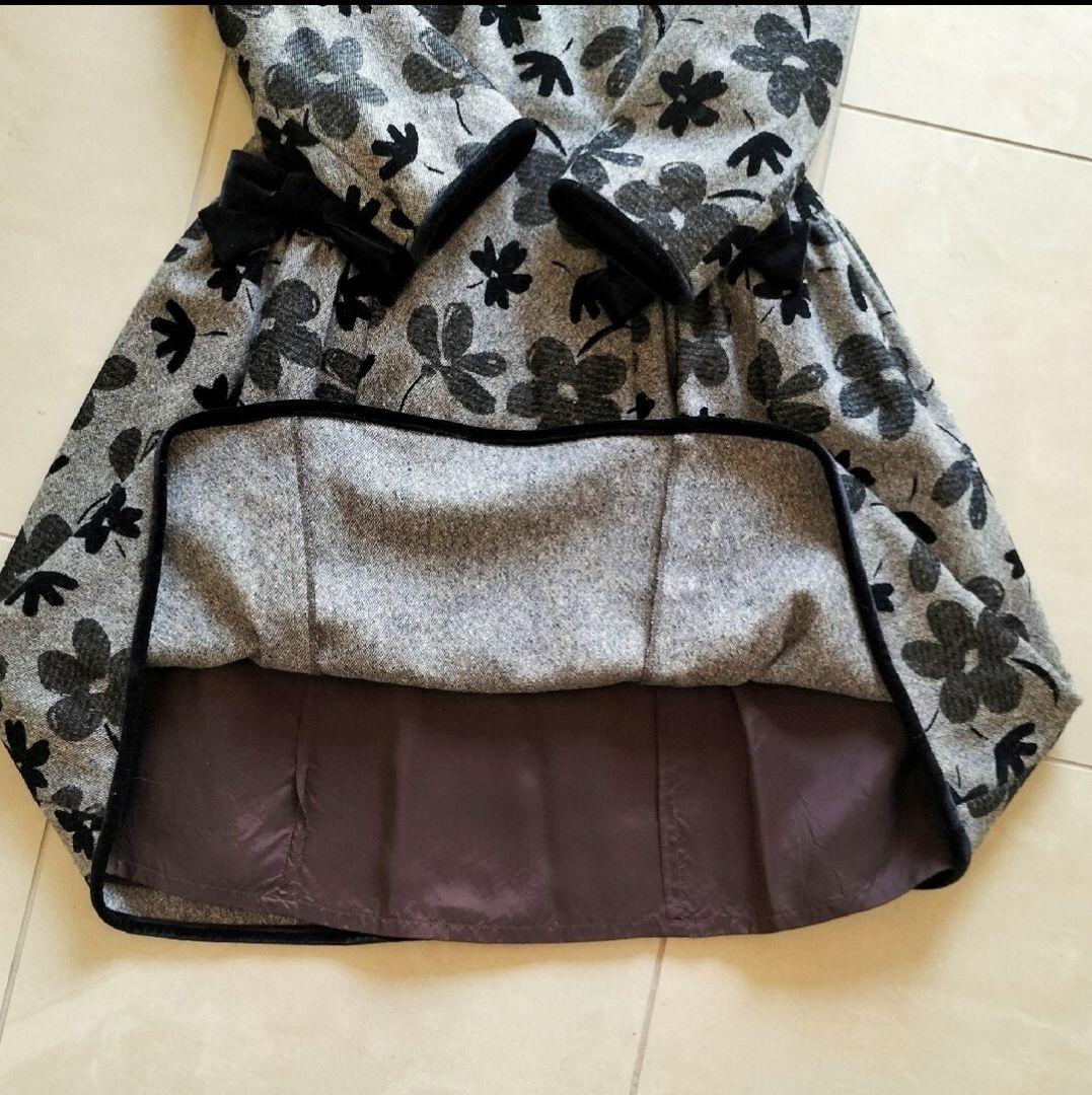 最終価格❤未使用級❤エムズグレイシー✿ブラウン✿ 花柄✿長袖✿ワンピース✿40Ｌ