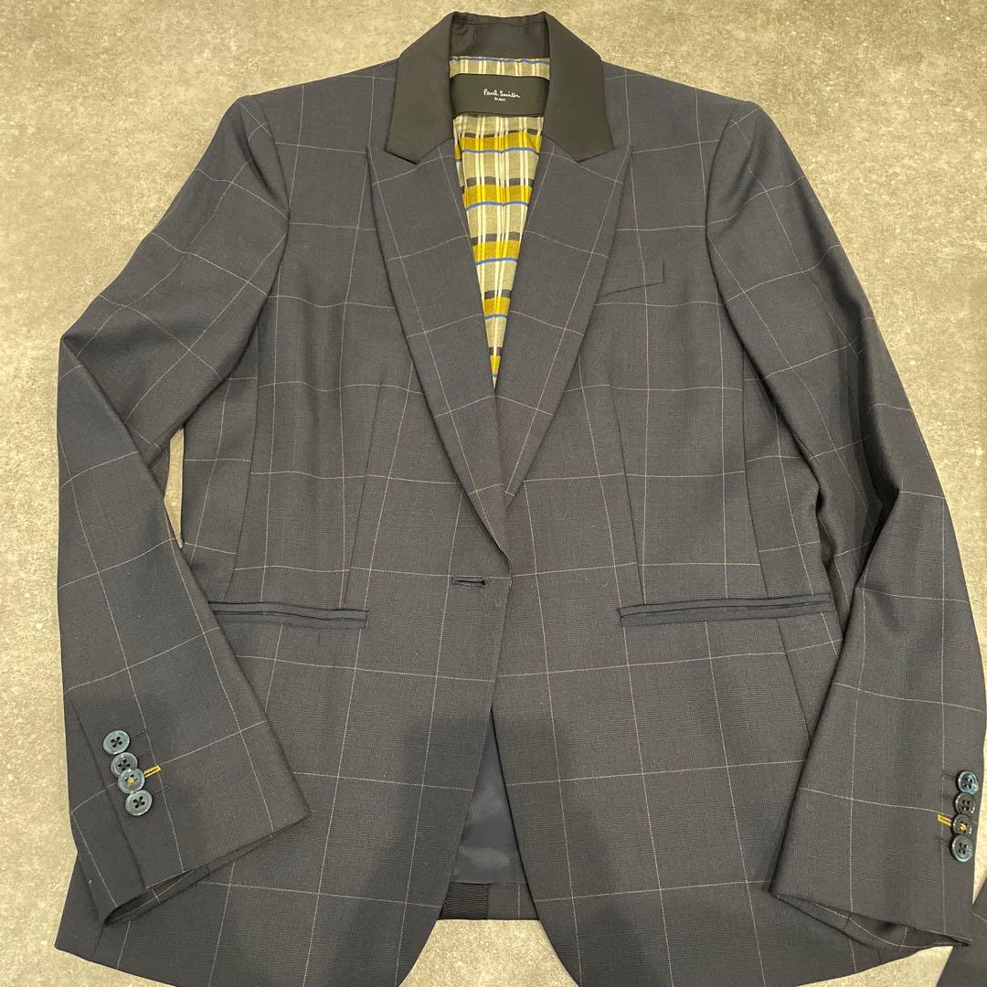 Paul Smith BLACK 新品チェック柄ビジネススーツ　ネイビー　L42