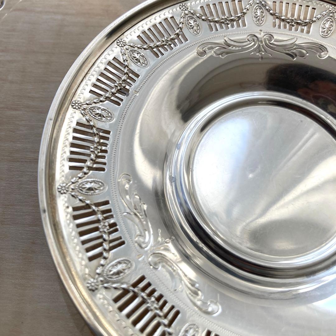 純銀　透かし　アンティーク　ミニ　プレート