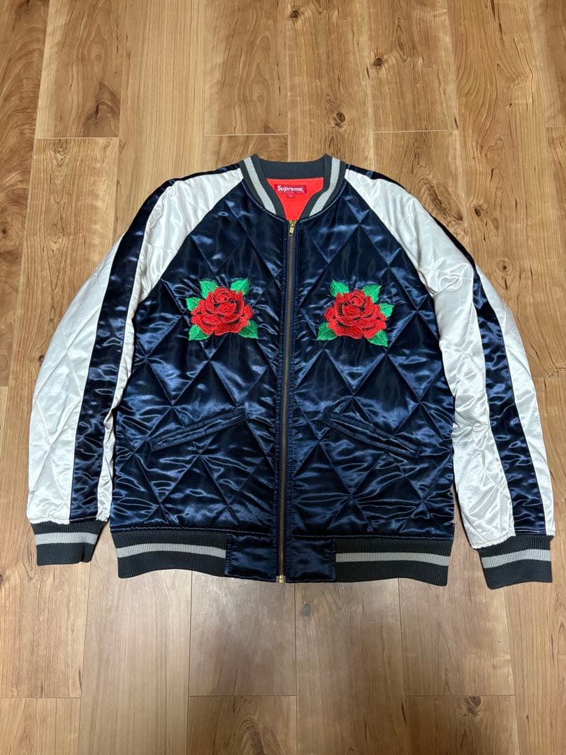 シュプリーム　Quilted Satin Bomber 13aw Mサイズ❗️薔薇