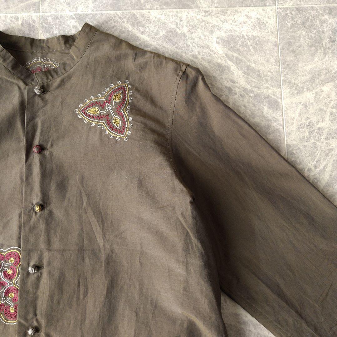 002 シエラシエラ様 ヨーガンレール シルク混 刺繍 スタンドカラー ブラウス