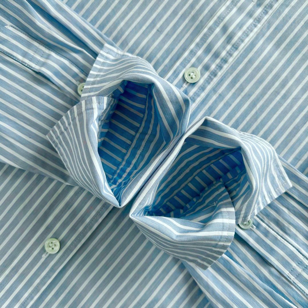 【新品】23区 CANCLINI バンドカラー シャツ ブルー ストライプ M