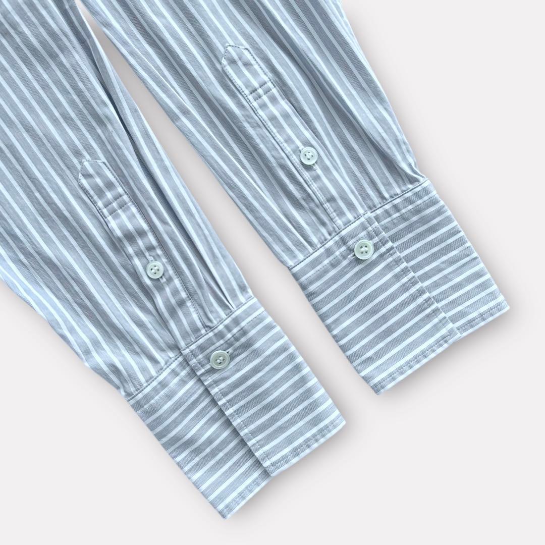 【新品】23区 CANCLINI バンドカラー シャツ ブルー ストライプ M