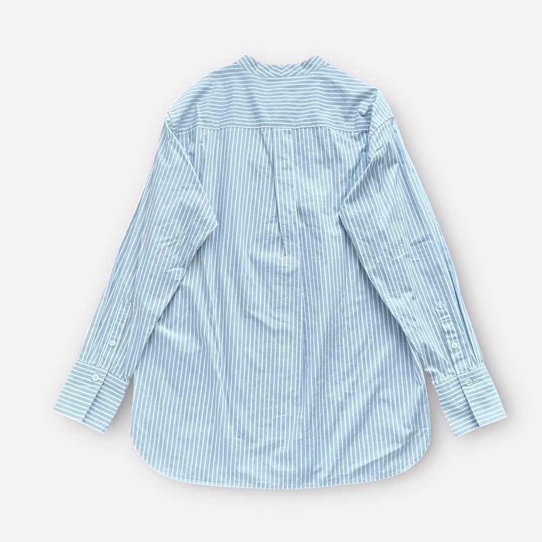 【新品】23区 CANCLINI バンドカラー シャツ ブルー ストライプ M