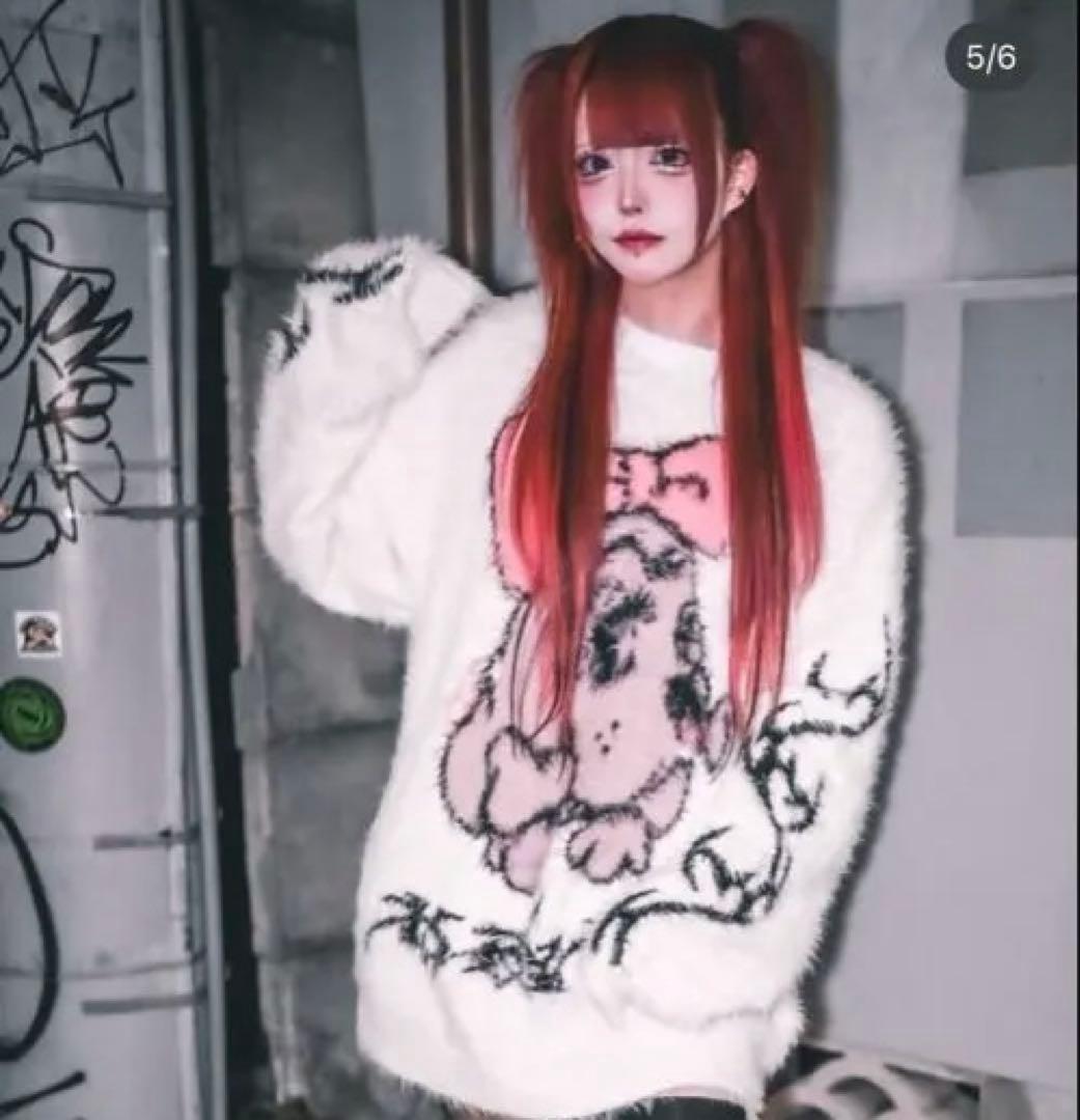 完売品 新品 GALFY ガルフィー ふわふわダークキャンディーニット ホワイト