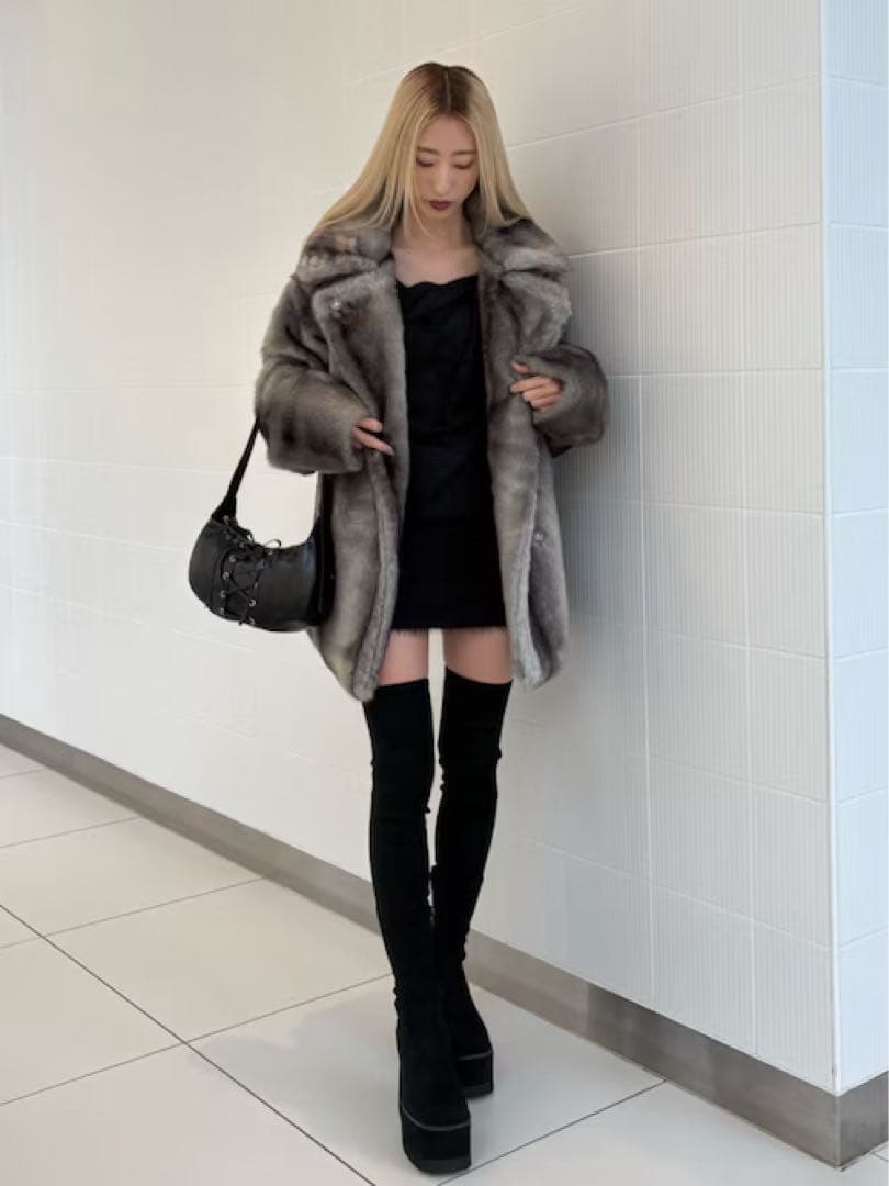 EMODA エモダ　スクエアフィットロングブーツ　厚底　Mサイズ