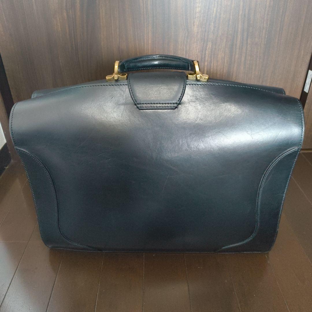 万双 黒レザー ビジネスバッグ 三つまち ダレスバッグ