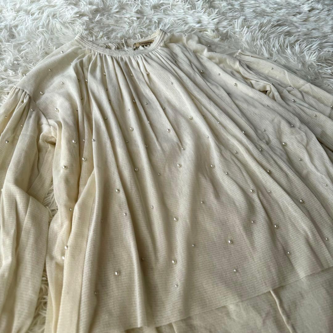 【新品未使用】カレンソロジー　コットンチュールパールブラウス　ホワイト